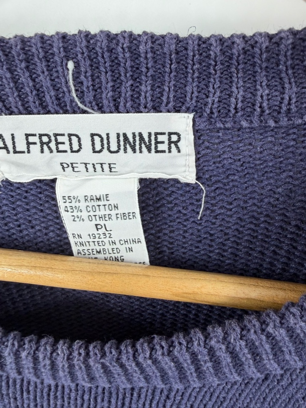 Vintage Alfred Dunner navy knit patriotic sweater women’s PL stars and strips - Picture 2 of 6